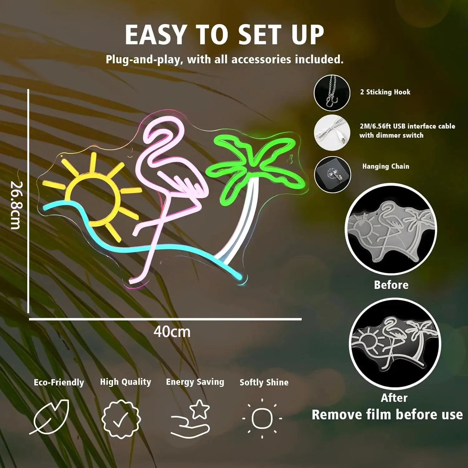 Фламинго Солнце Пальма Неоновые Вывески Светодиодный Неоновый Свет Вывеска Неоновые Вывески Настенный Декор для Игровой Комнаты Спальни Домашний Бар Гостиная
