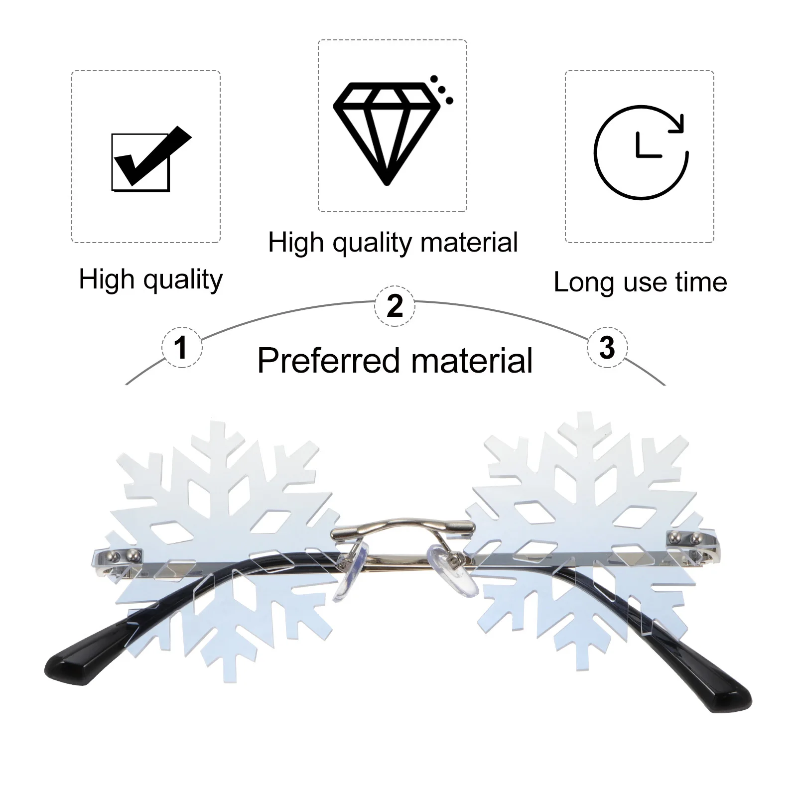 

1Pcs Gold Frame Sunglasses Creative Snowflakes Pattern Party Glasses Lightweight Fun Eyewear for Birthday Masquerade Event Decor