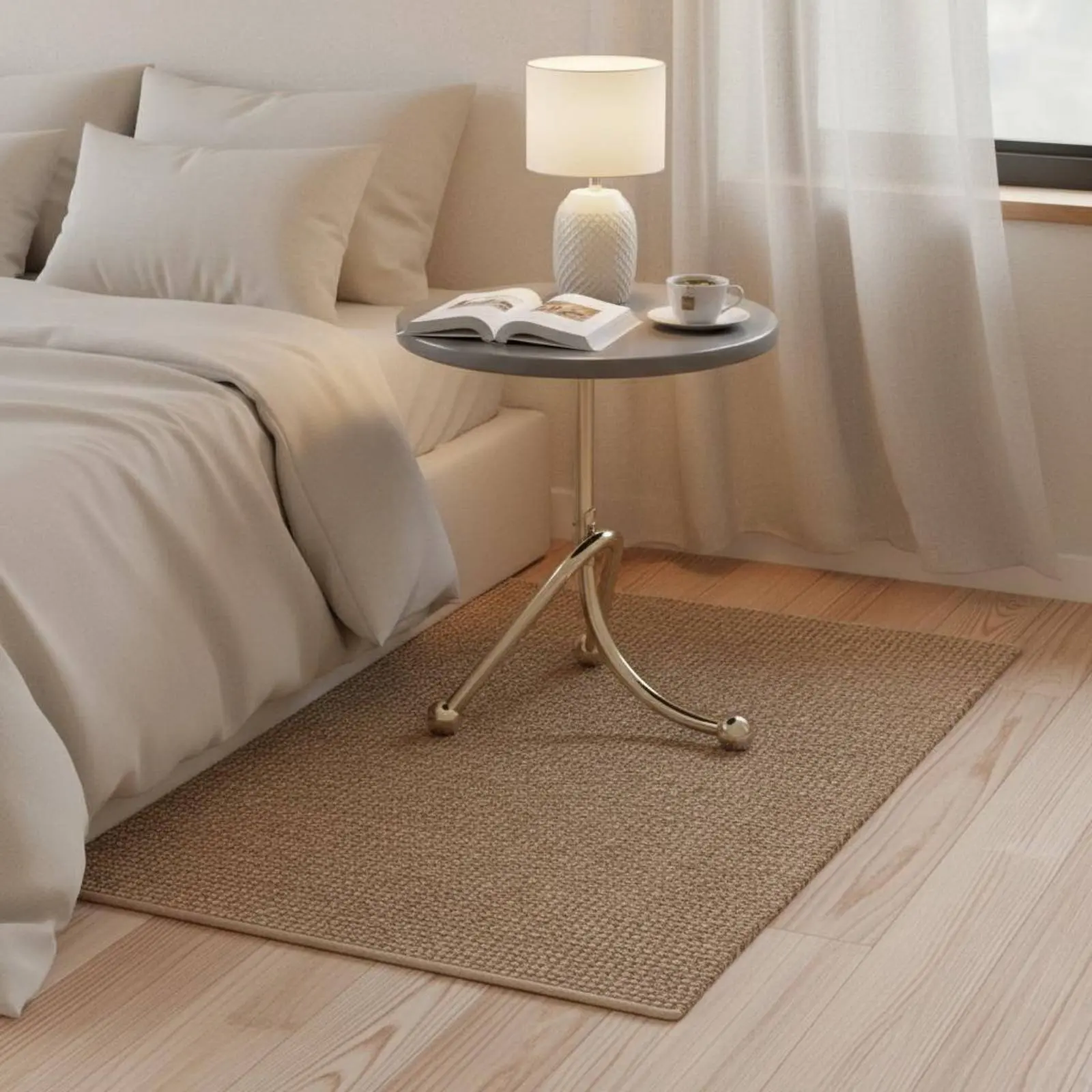 

Round Side Table Nordic Style Minimalist Round Nightstand Chrome Leg Side Table Easy to Clean Home Furniture for Bedroom