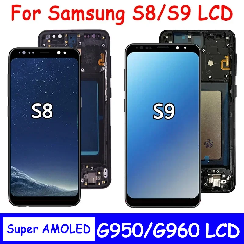 100% נבדק חדש עבור Samsung S8 G950 G950F SM-G950FD מסך LCD מגע עם מסגרת עבור Samsung S9 G960 SM-G960F תצוגה