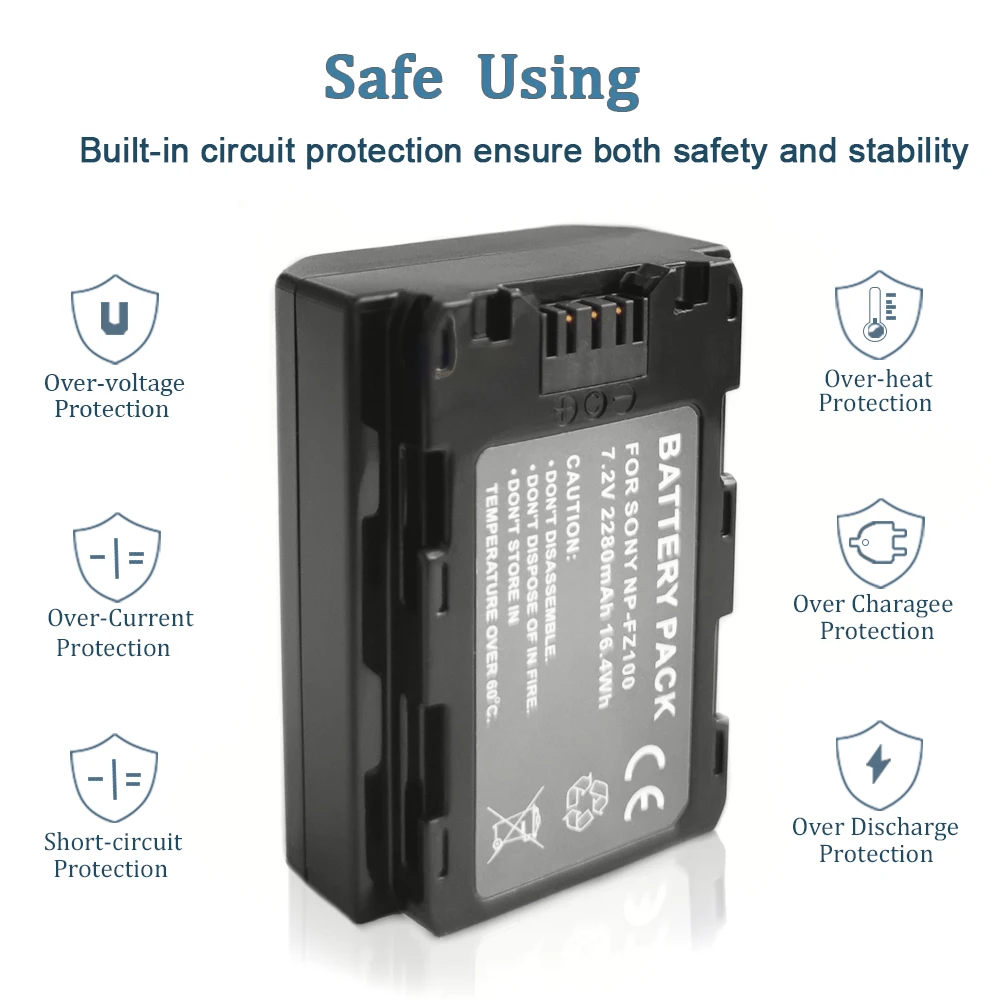 

NP-FZ100 NPFZ100 NP FZ100 Battery + LCD Dual USB Charger for Sony A6600 a7m3 a7rm3 a7r3 a9 a9R a7R a7 a7c a7r4 1-4pcs 2280mAh