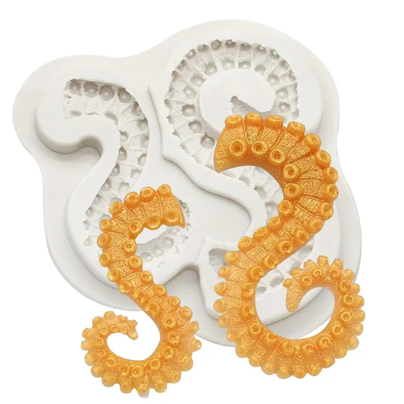 Molde de silicona para pastel con tentáculos de pulpo marino, grises, para decoración de pasteles, chocolate, dulces, arcilla, molde para bordes de goma de azúcar