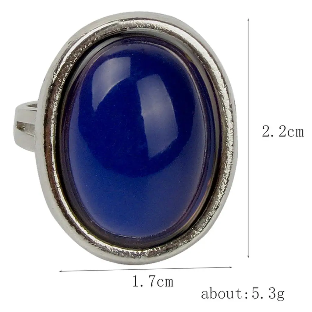 Alloy Oval Mood Ring Adjustable Color Changing Band Colored Jewelry Ring for Everyday Style