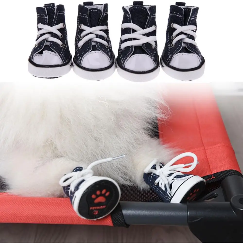 Fashion Wear-resisting Dog Shoes Pet Booties For Small Dogs Cats Casual Style Outdoor Breathable Pet Denim Shoes Puppy Sneaker