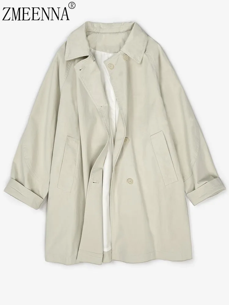 

ZMEENNA женский легкий бежевый плащ с рукавами реглан, однобортная куртка с отложным воротником, весна-осень ZM4267