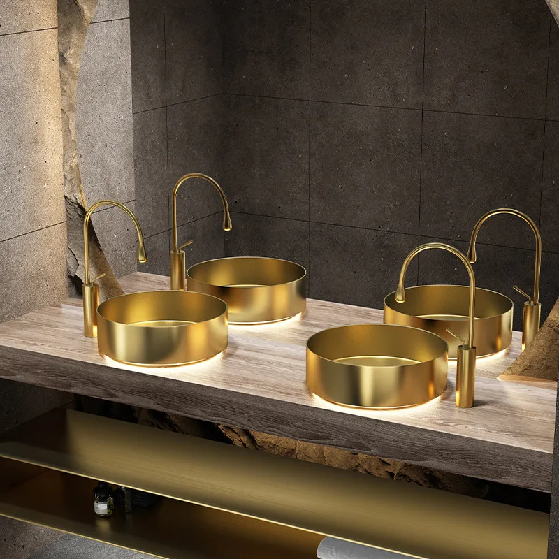 Illuminated stainless steel tabletop basin, bar, nightclub, personalized and creative wash basin, artistic basin, and water