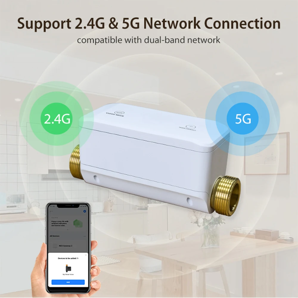 Tuya Smart WiFi Water Valve Water Consumption Monitoring and Temperature Measurement Support Alexa