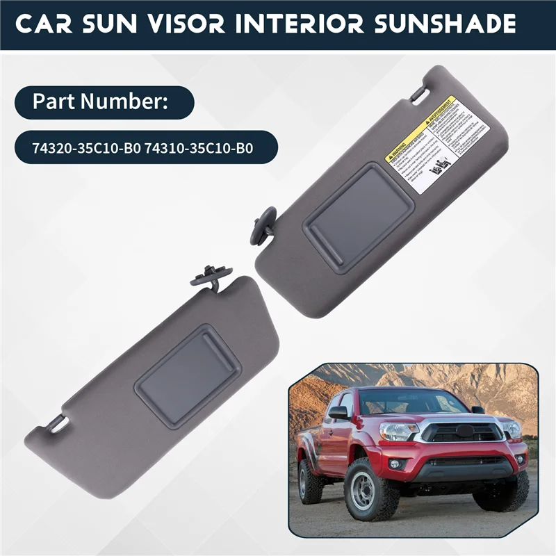 

ABQB-Car Interior Sunshade Sun Visor For Toyota Tacoma 2005-2012 Part Numbers 74320-35C10-B0 74310-35C10-B0 Gray