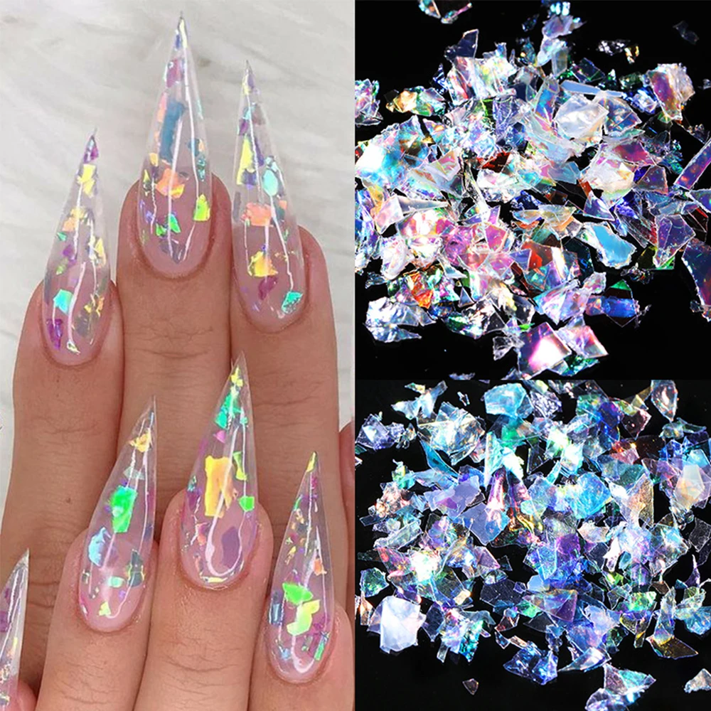 DIY Irregular Spangles Holographics Symphony Manicure Nail Glitter Flakes Sequins Candy Glass Paper Nail Sequins