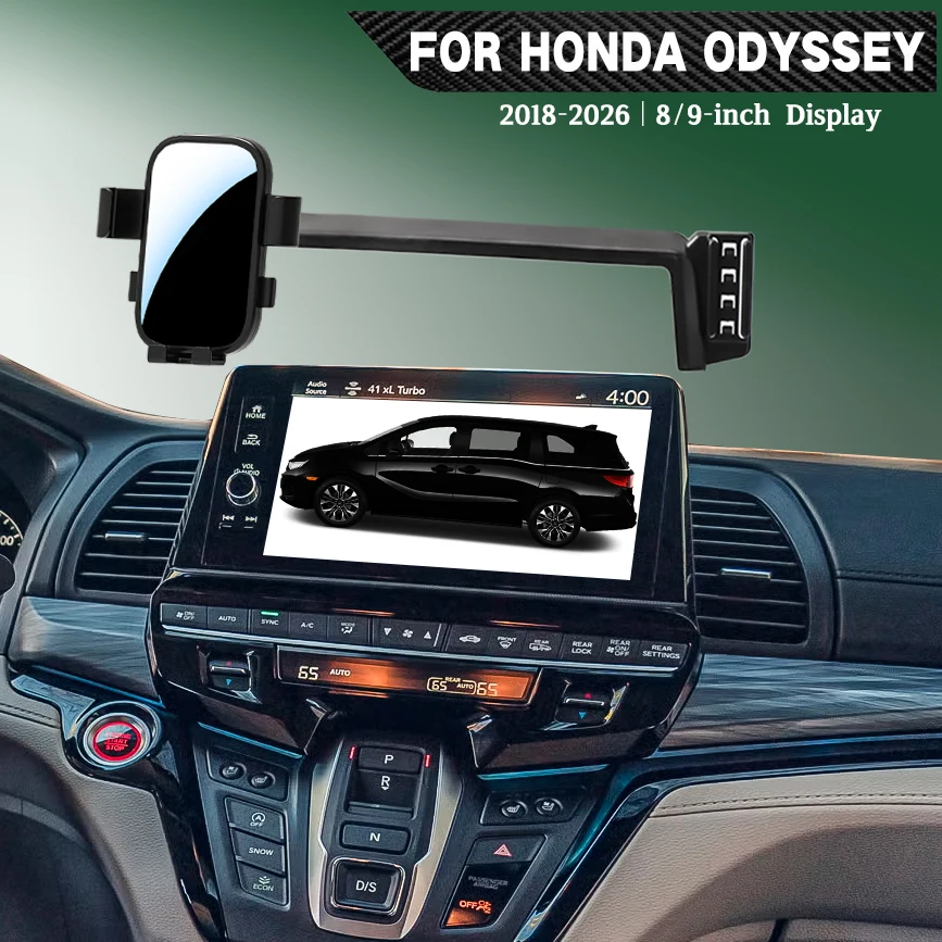 Car phone mount for left-hand drive Honda Odyssey (2018–2026 models), suitable for 8-inch or 9-inch center console screens.