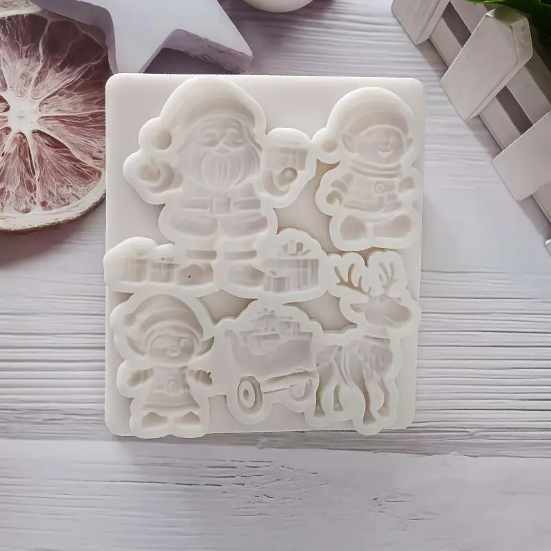

Mold Cupcake Baking Mould Fondant Cake Decorating Tools Reindeer Santa Claus Sleigh Elf Christmas Silicone Sugarcraft