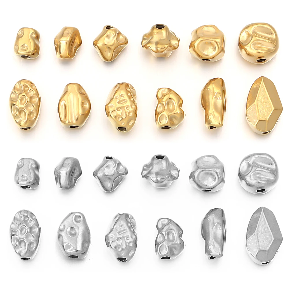 5-10 قطعة/الوحدة الفولاذ المقاوم للصدأ خزر عازل شكل غير منتظم الحفرة الكبيرة فضفاض حبة DIY بها بنفسك سحر سوار قلادة صنع الملحقات #1