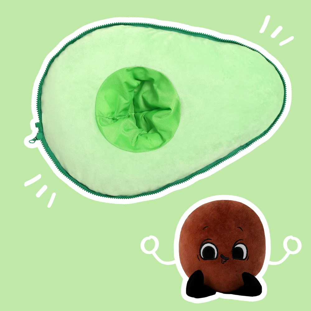 Tezituor Avocado Stuffed Animal, 20 inch Soft Plush Toy Hugging Pillow Furry Stuffed Cute Food Shaped Pillow Gifts for Kids, Gir