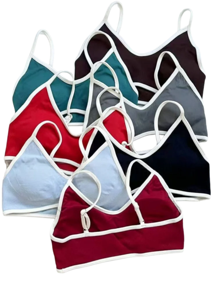 

Sports Fitness New Contrasting Color Suspenders Sports Underwear Outdoor Fitness Yoga Top Sports Vest Shock-proof Yoga Bra