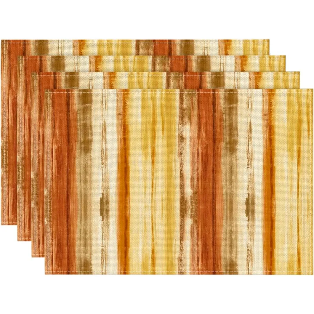 Modern Green White Watercolor Striped Placemats Heat Resistant Stain Proof For Dining Room Home Decor