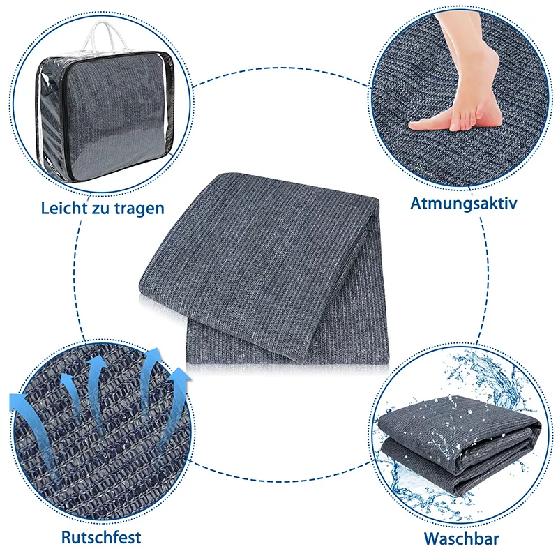 1 Set RV Awning Carpet Camping Carpet Mat Mesh+13 Ground Nails For Camping Tent Floor Caravan HDPE 2.5x3m Breathable Floor Mat