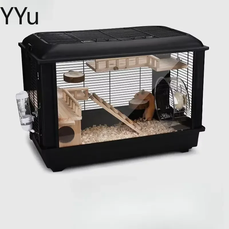for Little Pet Golden Bear Hamster Cage Transparent Large Space Acrylic Viewing Feeding Villa Easy To Clean Pet Products