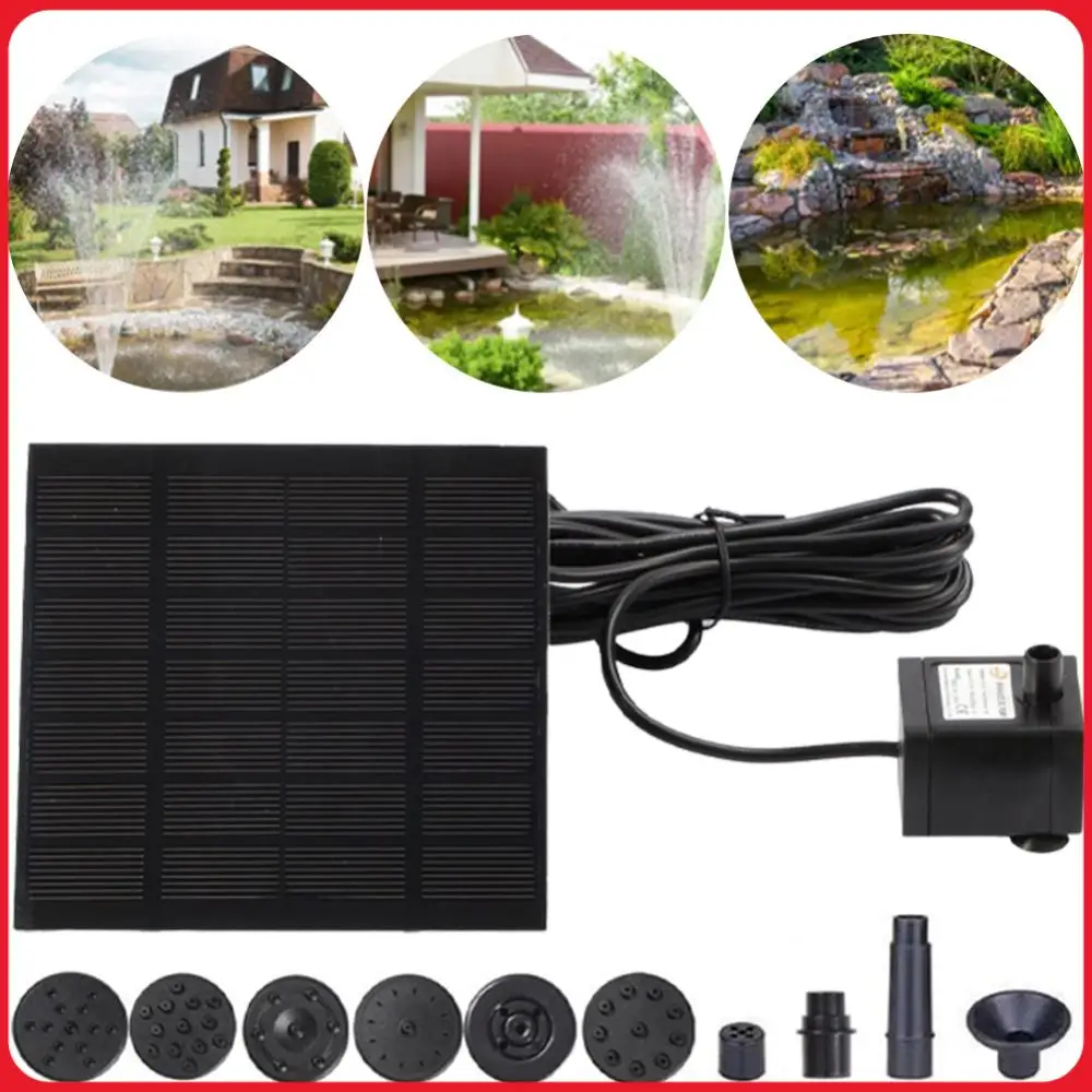 1.2W Solar Water Fountain Pump 200L/h with 6 Nozzles Solar Powered Fountain Water Pump Lift 110cm for BirdBath Garden Small Pond
