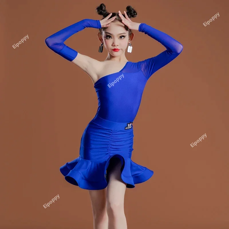 Child Training Latin Performance Clothes Children\'s Latin Practice Dance Clothes Girls\' Cha Cha Rumba Dance Costume Kids