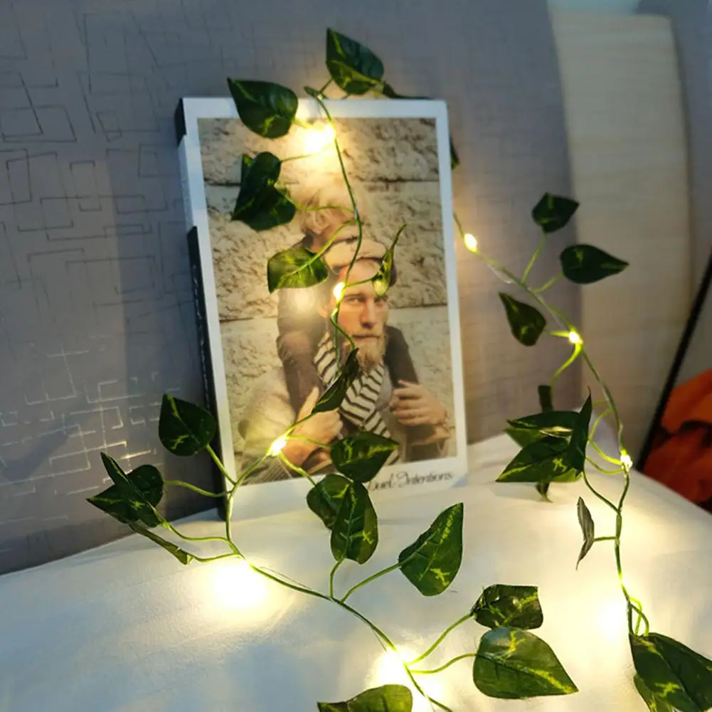 Led Green Rattan String Lights Portable Artificial Simulation Vine Fairy Light For Room Decoration