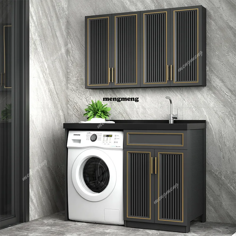Light Luxury Balcony Laundry Cabinet New Space Aluminum Washing Machine Living Room Cabinets Washbasin Board Furniture