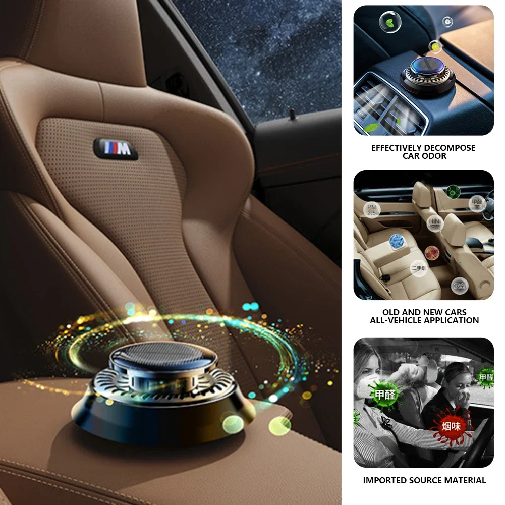 Car Microwave Molecular Solar Rotation Air Freshener Vehicle Essential Oils Perfume Diffuser Dashboard Decoration Remove Odor