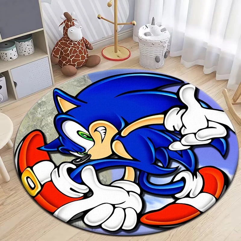 Blue hedgehog Popular game Round Carpet,small rugs for bedroom,Living Room,door mat,room decoracion,area rug,mats for floor,home