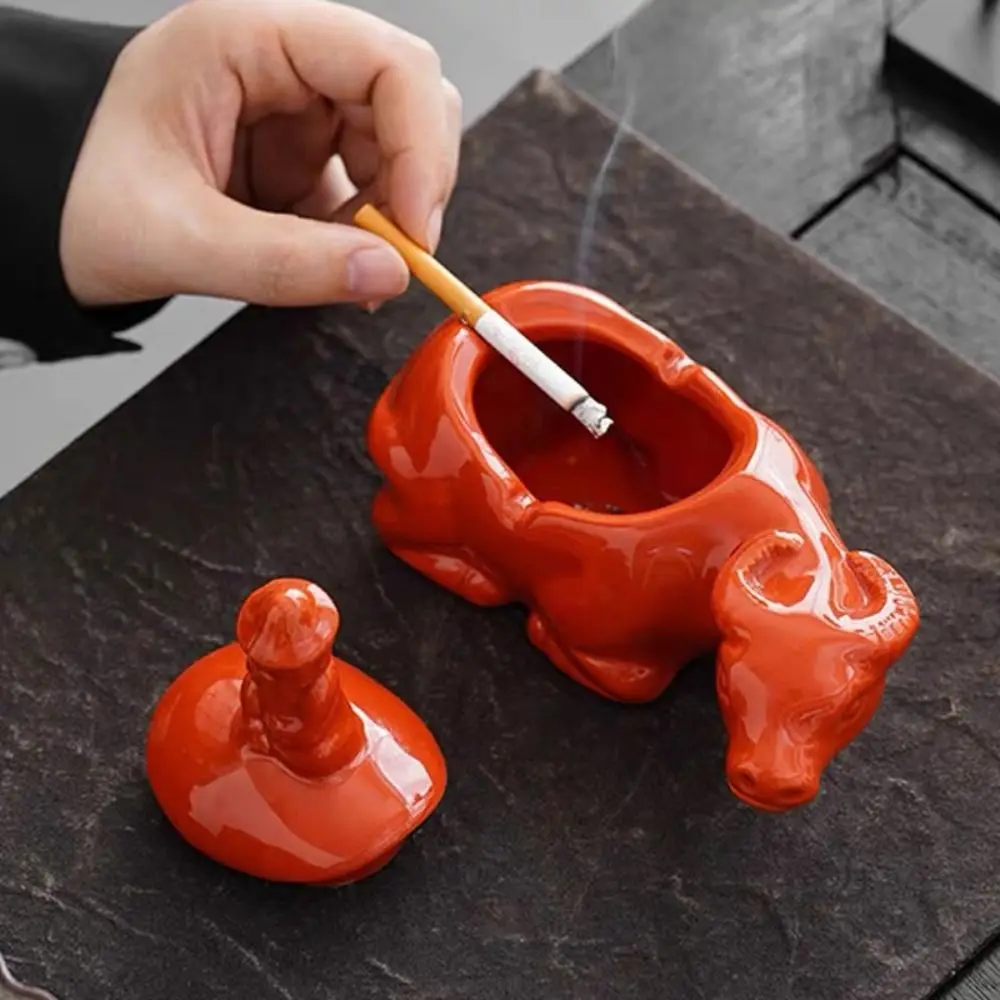 New Living Room Cute Crab Ashtray with Lid Anti Fly Ash Cigar Ashtray Friend Gift Ceramic Chinese Home Decoration Art