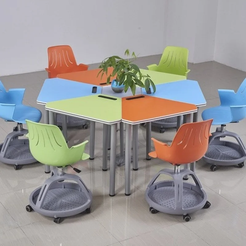 

Столы и стулья для учебных классов Tongago School Maker: трапециевидные, шестиугольные, веерообразные, для художественных и учебных занятий