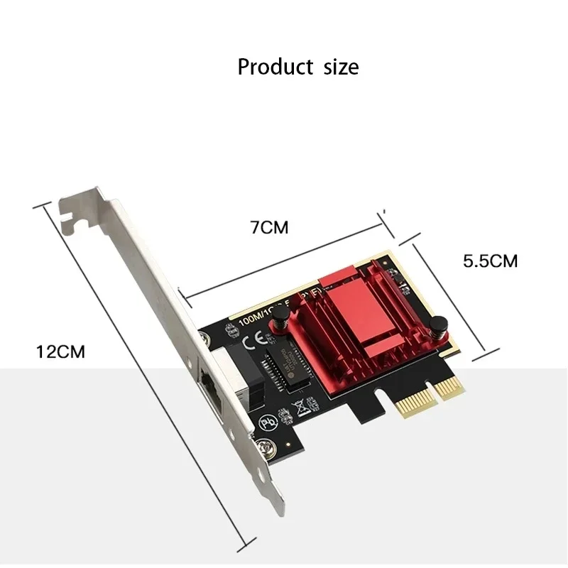 2500Mbps Draadloze Netwerkkaart Pci-e Naar Rj45 Adapter 2.5Gbps Ethernet Bedrade Lan Controller Lan Kaart Voor Win7/8/10/11 Intel I225