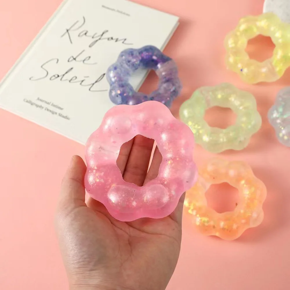 Durable TPR Transparent Donut Annular Resilience Color Bracelet Squeeze Ball Decompression Release Toys