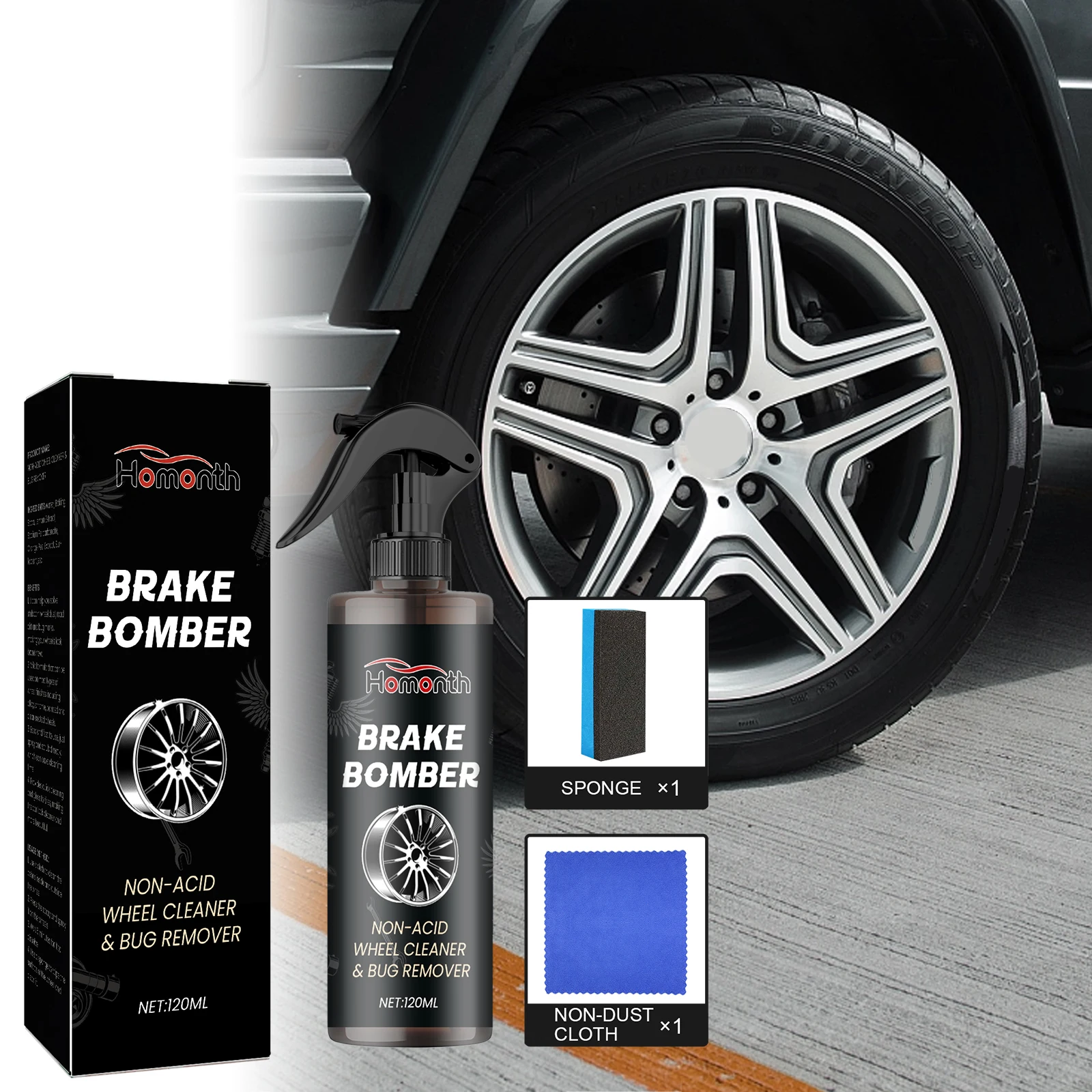 Homonth Tires Dust Remover Cleaner Wheel Dirt And Bug Marks Wheel Tire Rim Clean Stains Repair Wheel Abnormal Noise Rust Cleaner