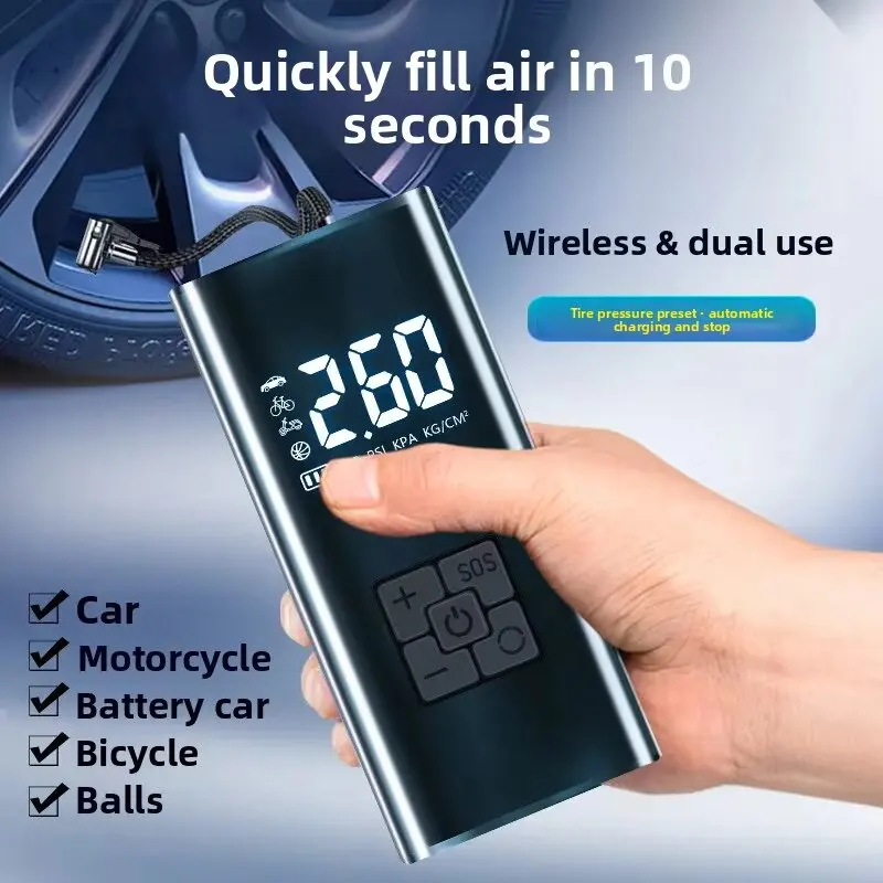 Portable Wireless Tire Inflatable Pump Car Electrical Air Pump LCD Display Mounted Motorcycle Bicycle Ball Inflator Compressor