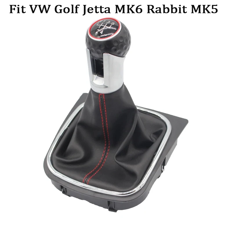 12mm 5-Gang Auto Schaltknauf Hebel Schalthebel Gamasche für VW Golf/Kaninchen/Jetta MK5 2014-2016 fit VW Golf/Jetta MK6 2014-2018