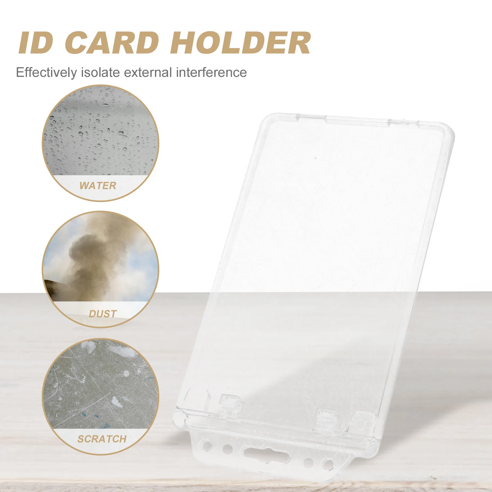 

5pcs Slim ID Card Holders Transparent Badge Protectors Reusable Name Tag Sleeve for Teachers Nurses Office Employees