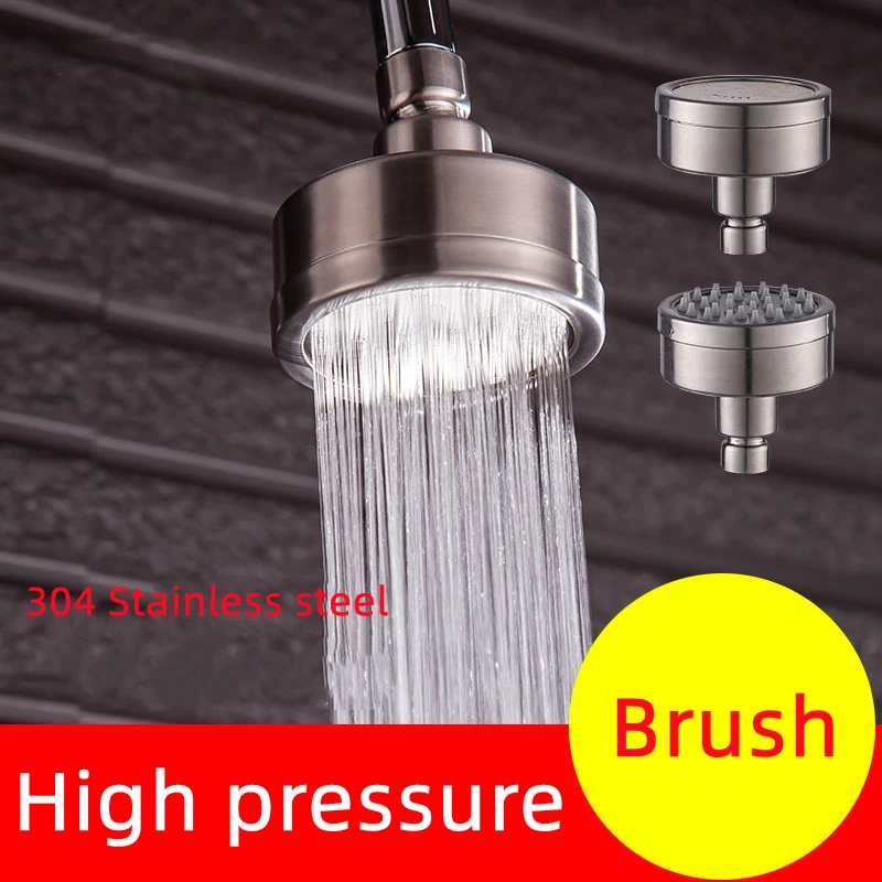 Small Shower Head steel brushed Combo Round High Pressure Spa Faucet Accessories Bathroom Massage Top Rainfall Bath Set