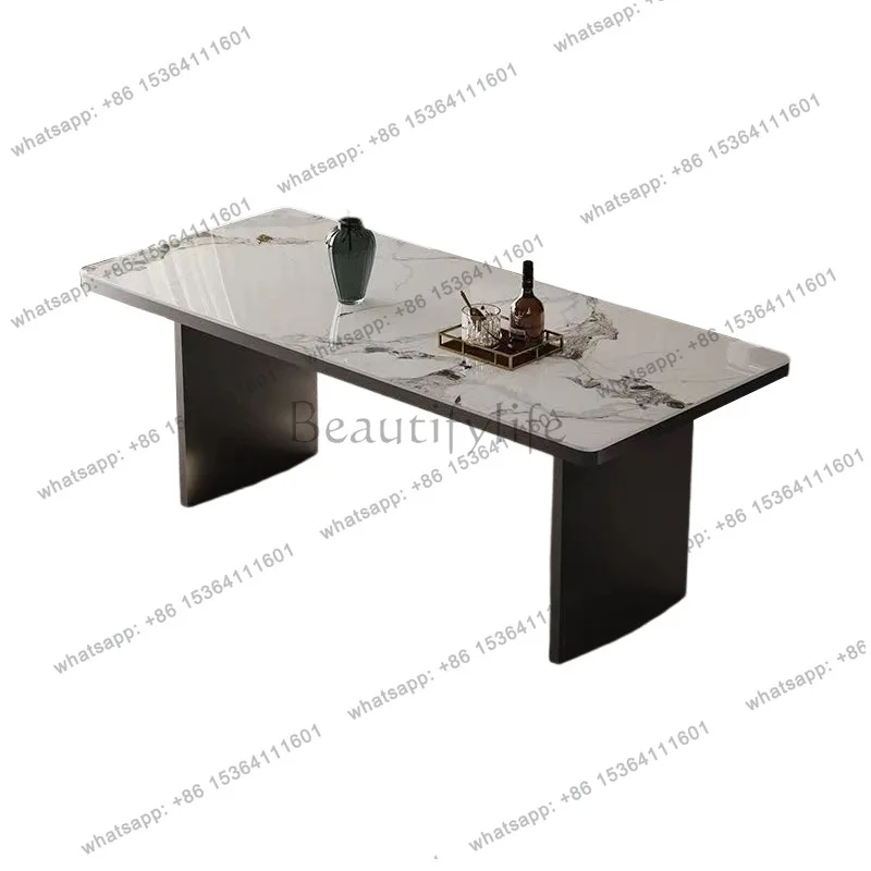 Flat bucket rectangular dining table Small apartment light luxury high-end home villa simple modern dining table