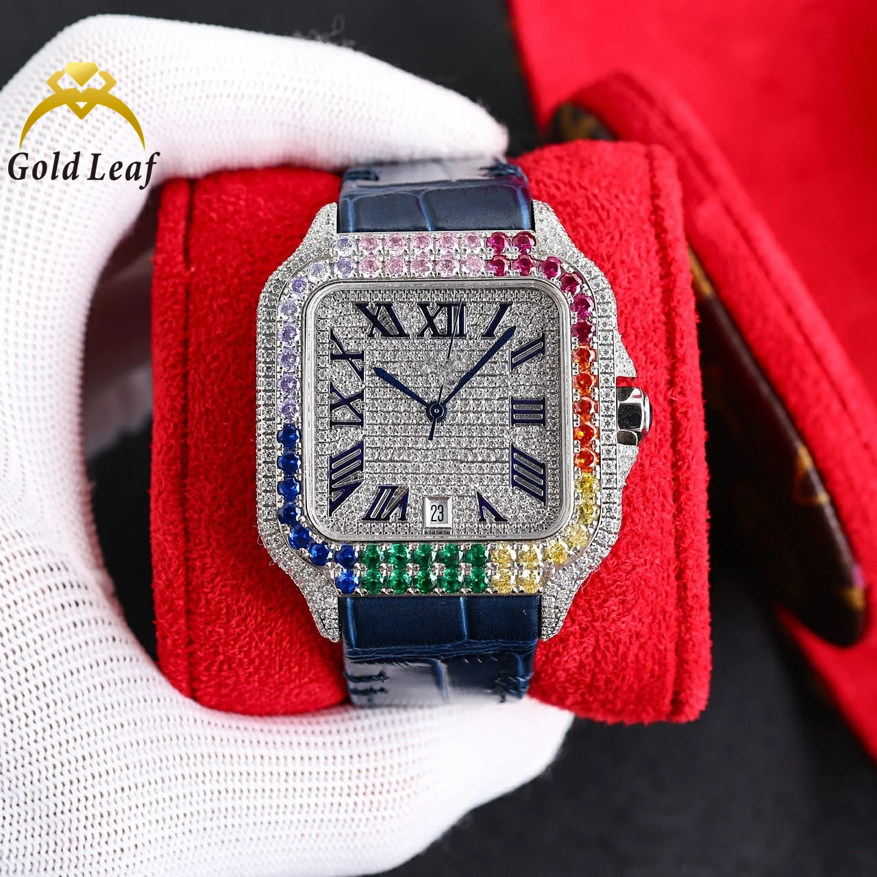 Factory Wholesale Customized Handmade High Quality Stainless Steel Luxury Mechanical Moissanite Diamond Watches for Men