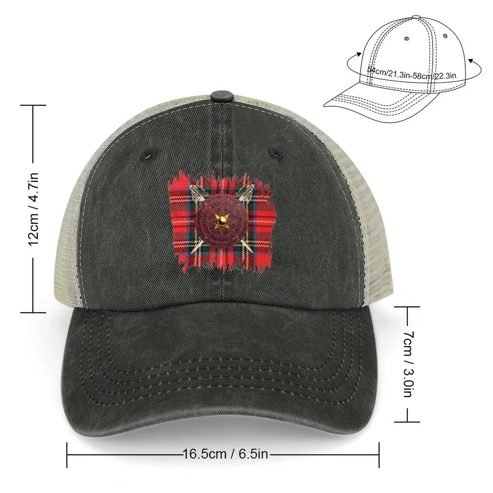 Targe and Swords Royal Stewart Tartan Cowboy Hat Fishing cap Anime Hat Women's Golf Wear Men's