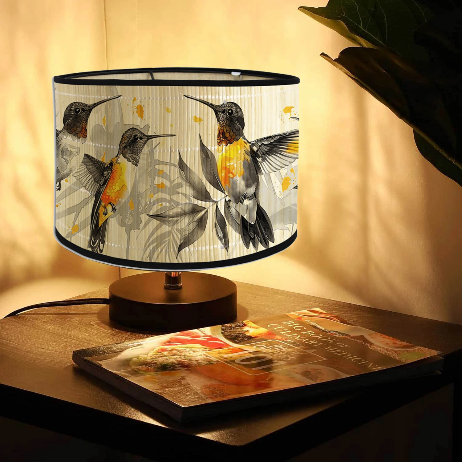 Vintage Floral Birds Drum LampShades Elk Parrot Pattern Bamboo Lamp Cover Table Floor Lamps Pendant Cafe Home Homestay Decor
