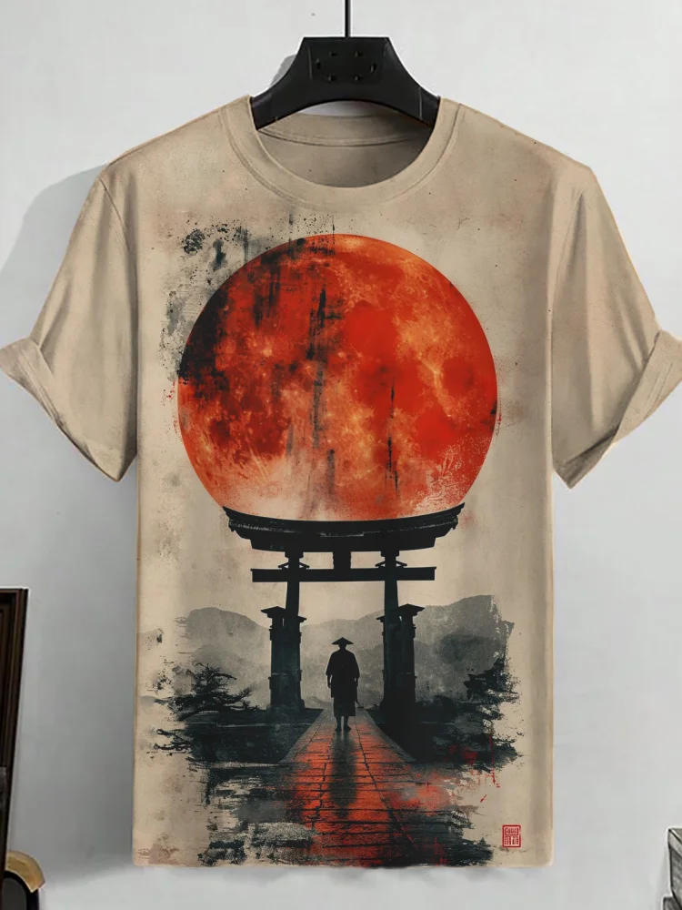 Men\'s T-Shirt Japanese Style Ukiyo-e Graphic 3D Printed T-Shirt Casual Short Sleeved Tee Outdoor Oversized Men Clothing Tops New