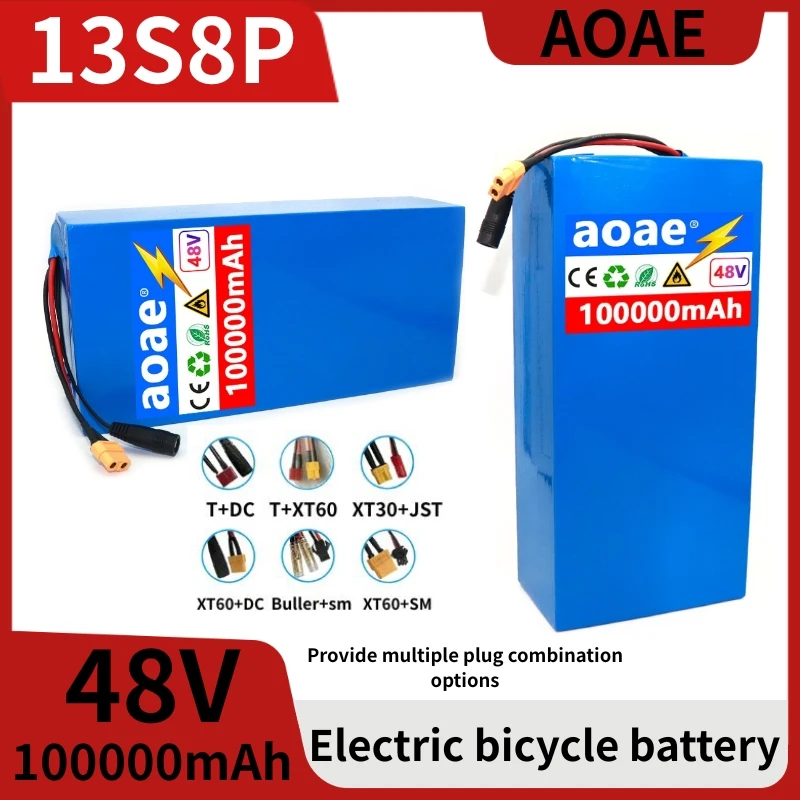 

48V 100Ah 13s8p lithium-ion battery pack, 48V 100000mAh 2000W battery, built-in 50A BMS+charger S suitable for electric bicycles
