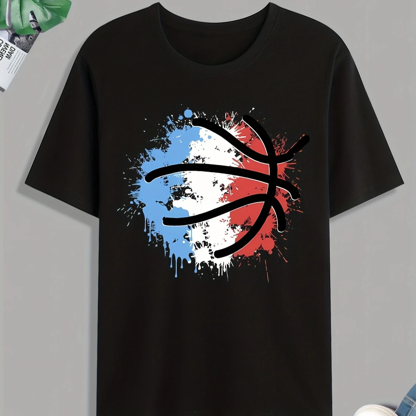 

Футболка с баскетбольным принтом, 100% хлопок, с круглым вырезом и коротким рукавом, летняя повседневная мужская футболка, уличная одежда