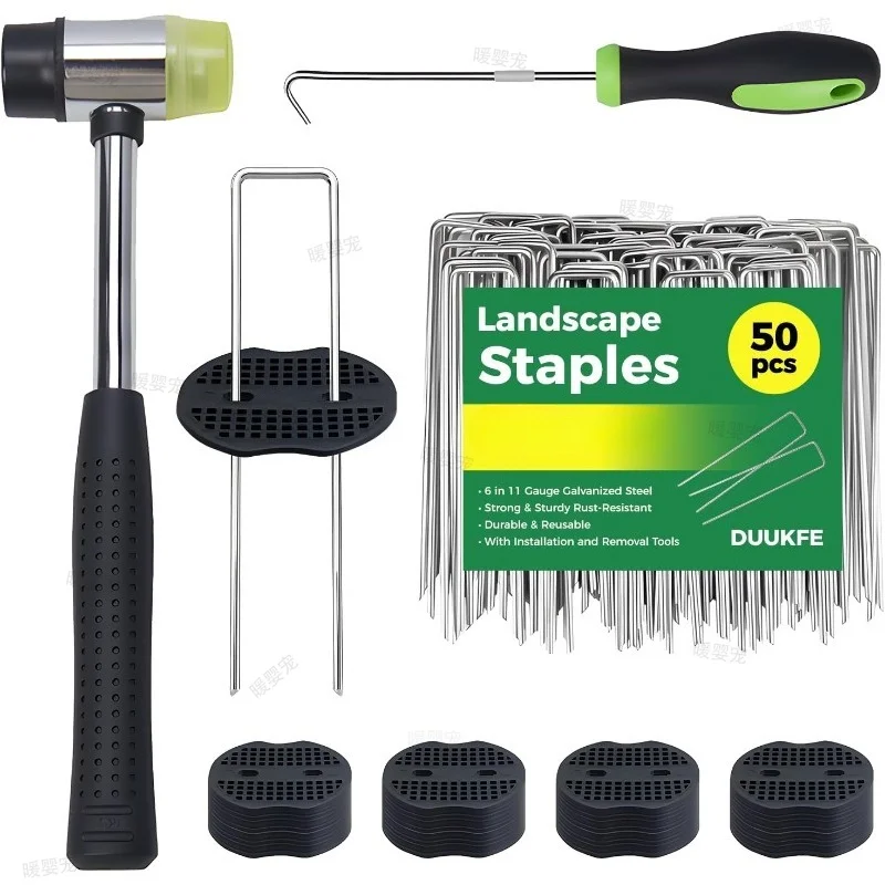 Mallet Gasket Pick Hook U-type Garden Staples Rubber Hammer Heavy-duty Fence Tubing Stakes Sod Pins Galvanized Landscape Spike