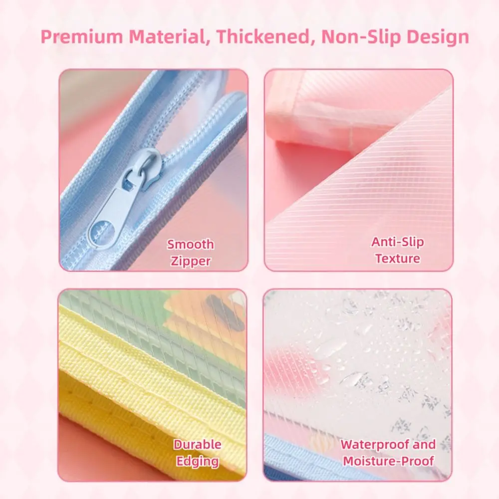 High Quality A6 Bill Storage Bag Zipper Design Large Capacity Pencil Case Transparent Twill Sticker Storage Bag Gift view 5
