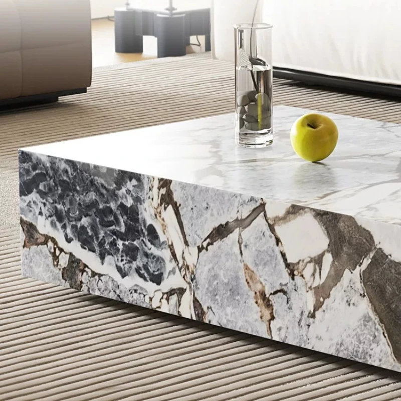 Nordic Luxury Imported elephant white natural marble square coffee table simple modern minimalist style tea side table furniture