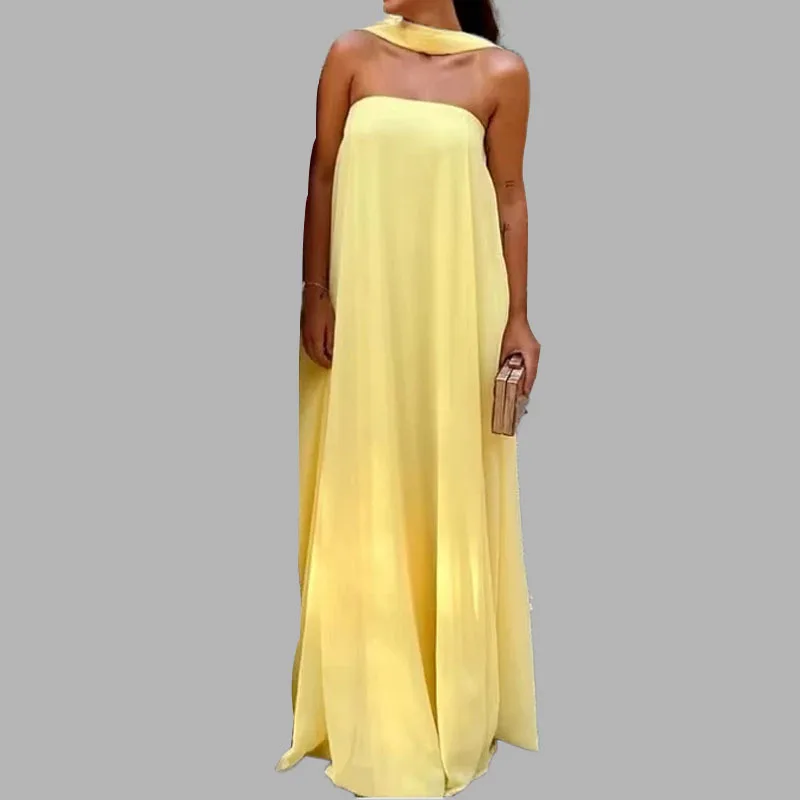 

TOY-2025Fashion New Sleeveless Elegant Evening Dress Long Strapless Dress