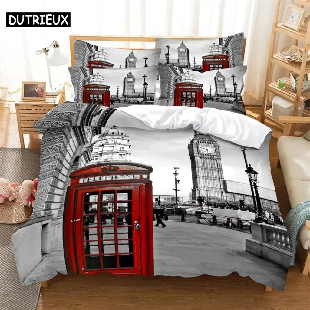 Telephone booth 3D Digital Bedding Sets Home Bedclothes Super King Cover Pillowcase Comforter Textiles Bedding Set