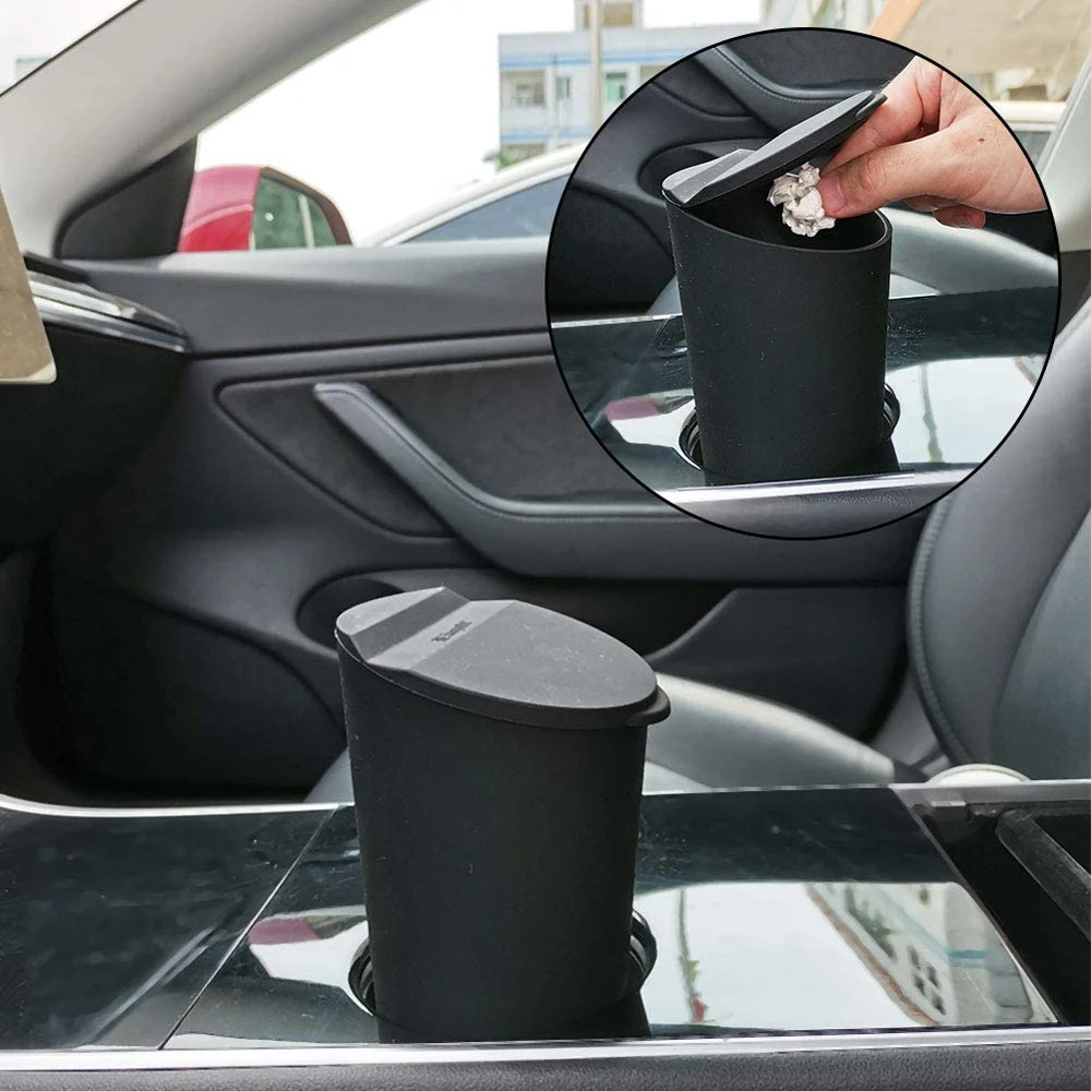 Herval For Tesla Model 3/Y/S/X Car Door Trash Can Trash Storage Box Door Trash Bin Silicone Garbage Can Car Interior Accessories