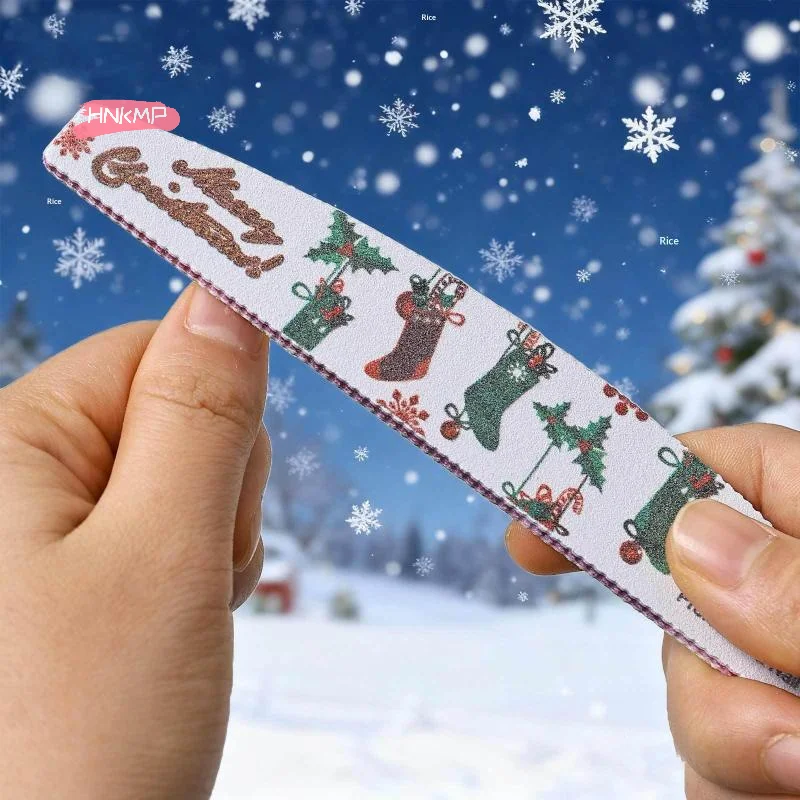 عيد الميلاد تحت عنوان ملفات الأظافر على الوجهين مانيكير جل الأظافر المنزل وصالون استخدام قابل للغسل إزالة البولندية والألواح العازلة #5